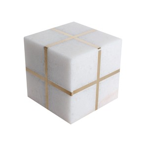 大理石の立方体オブジェ ホワイト
