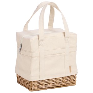 Basket Bag Cold Insulation 6 7 Canvas Smartphone Pocket Refrigerant Pocket Lunch Bag White