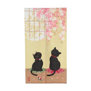 Japanese Pattern Japanese Noren Curtain Sakura Better Fortune Cat Sakura Pink 2022