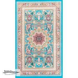ペルシャ　絨毯　機械織　ラグ　75×120cm　ゴルザール柄　ブルー