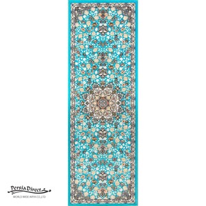 ペルシャ　絨毯　機械織　ラグ　60×180cm　スーザン柄　ブルー