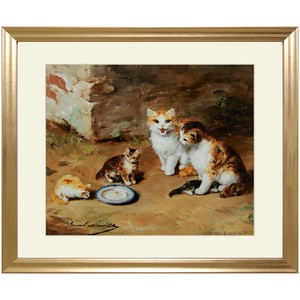 額装絵画 アルフレッド 「猫の家族」 世界の名画 複製画 額装画