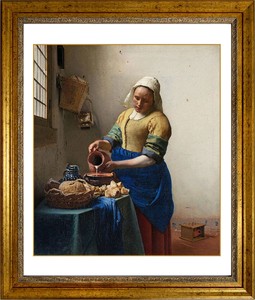額装絵画（大）フェルメール 「牛乳を注ぐ女」 世界の名画 複製画 額装画