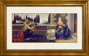 額装絵画（大）レオナルド・ダ・ビンチ「受胎告知」 世界の名画 複製画 宗教画