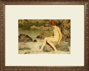 額装絵画 ヘンリー・スコット・テューク 「Cupid and Sea Nymphs」 複製画 イギリス