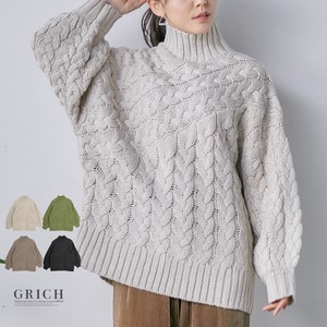 Book Knitted Sweater High Neck Turtle Neck Cable Knitted