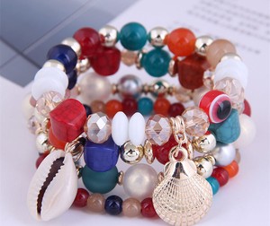 Four in a Row Ethnic Design Beads Bracelet 2 Colors