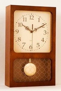 【昭和レトロ】木製振り子時計　レクタングル　ブラウン　31260