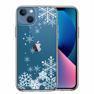 iPhone13mini 側面ソフト 背面ハード ハイブリッド クリア ケース 雪の結晶