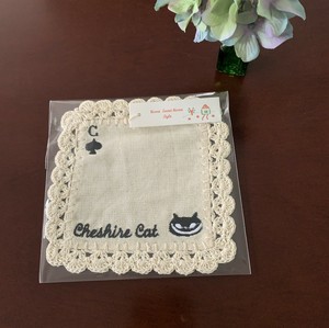 コースター・チャシャ猫【black】・黒糸刺繍/不思議の国のアリス