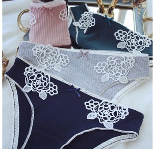 Panty/Underwear Embroidered Ladies 3-colors