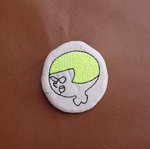 Badge Like Embroidery Brooch Blond Hair