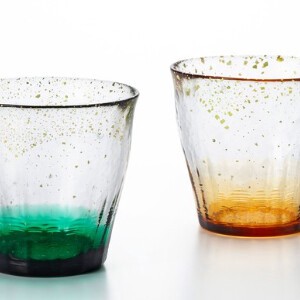 Tsugaru-Bidoro Drinkware Rock Glass with Wooden Box 2-pcs set Made in Japan