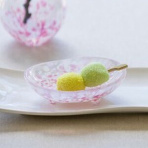 小钵碗 ADERIA 粉色 津轻玻璃 附包装盒 Sakura-Sakura 90mm 日本制造