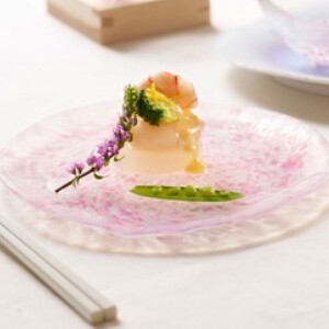 大餐盘/中餐盘 ADERIA 粉色 津轻玻璃 附包装盒 Sakura-Sakura 16mm 日本制造