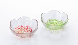 Aderia Tsugaru Bi-doro Glass Plates Set Nature Apple Made in Japan In a box