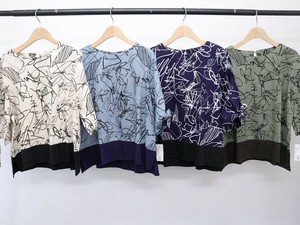 麻混切り替えデザインプルオーバー