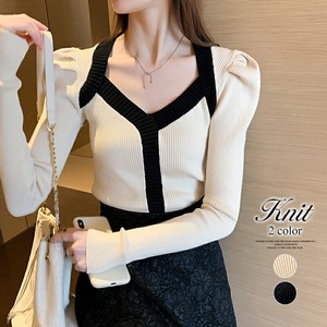 Diamond Neck Knitted V-neck Long Sleeve Top Knitted Sweater 2022