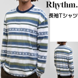 Rhythm Border Long Sleeve T-shirt Stripe Vintage