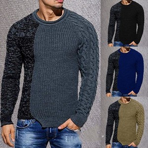 2022 Knitted Sweater Men's Long Sleeve Knitted Sweater Cable Crew Neck A/W A3