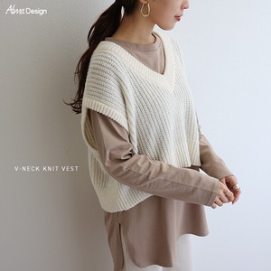 Sweater/Knitwear Knitted Vest V-Neck Tops