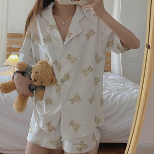 Pajama Set Satin Printed Short-Sleeve