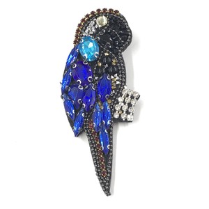 Brooch Rhinestone Beads Blue Bird Bird