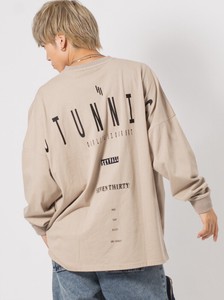 ロゴ刺繍×プリント　長袖Tシャツ/ユニセックス　モンスターシルエット
