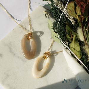 Necklace Pendant Acrylic Long Necklace Oval Marble Made in Japan made 2022