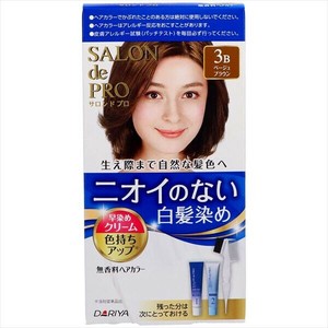サロンドプロ　無香料ヘアカラー　早染めクリーム（白髪用）3B＜ベージュブラウン＞