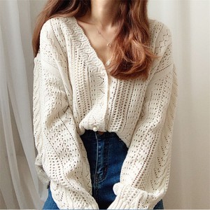 Knitted Top Long Sleeve Button Crew Neck Knitted Cardigan 2022