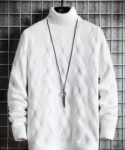Turtle Neck Knitted Sweater Cable Knitted High Neck Men's