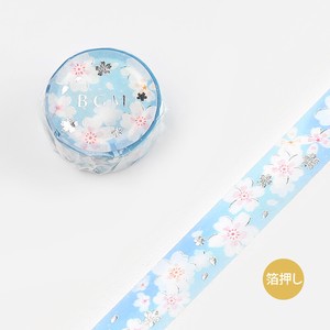 5 BGM Washi Tape SP Foil Stamping White Sakura Width : 15mm Length:5m