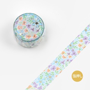 2022 New BGM Washi Tape Life Foil Stamping Flower Garden Blue