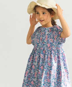 French Sleeve Repeating Pattern Short Sleeve One-piece Dress Checkered Dot Floral Pattern