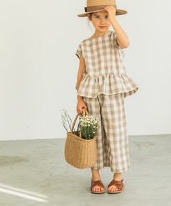 Sleeveless Cotton Repeating Pattern Suit Set Checkered Stripe Floral Pattern