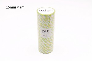 【カモ井加工紙】mt 8P ブロックストライプ・グリーン  / マスキングテープ