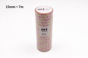 【カモ井加工紙】mt 8P チェッカーズストライプ・ピンク  / マスキングテープ