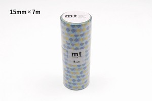 【カモ井加工紙】mt 8P チェッカーズストライプ・ブルー  / マスキングテープ