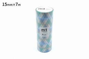【カモ井加工紙】mt8P三角とダイヤ・ブルー  / マスキングテープ