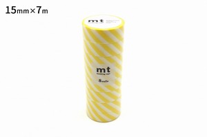 【カモ井加工紙】mt8Pストライプ・レモン  / マスキングテープ
