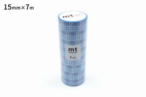 【カモ井加工紙】mt8Pチェック・ライトブルー  / マスキングテープ