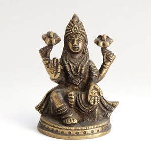 【インテリア雑貨・置物】ヒンドゥー教神様　真鍮製ラクシュミ「2022新作」