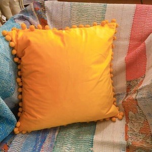 Cotton Velvet Bonbon Cushion Yellow 4 5 4