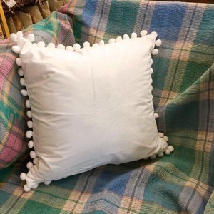 Cotton Velvet Bonbon Cushion White 4 5 4