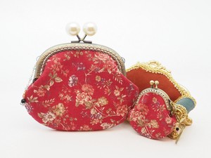 2 Pcs Set Coin Purse Pouch (clasp 12.5cm) Bag Charm Antique Flower Red