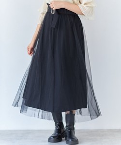 【2022SS】チュールレイヤードベルト付きスカート　春スカート「2022新作」