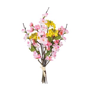 【セール品】MAGIQ　ひなの花束　イエロー／ピンク　造花　桃　ピーチブロッサム