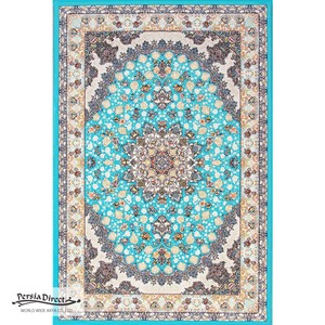 ペルシャ　絨毯　機械織　ラグ　100×150cm　スーザン柄　ブルー