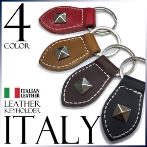 AL Key Ring ITALY Italian Genuine Leather Leather Unisex Studs